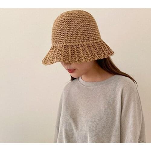 202104-yZ new summer chic ins style handmade paper leisure lady bucket cap women fishermen hat