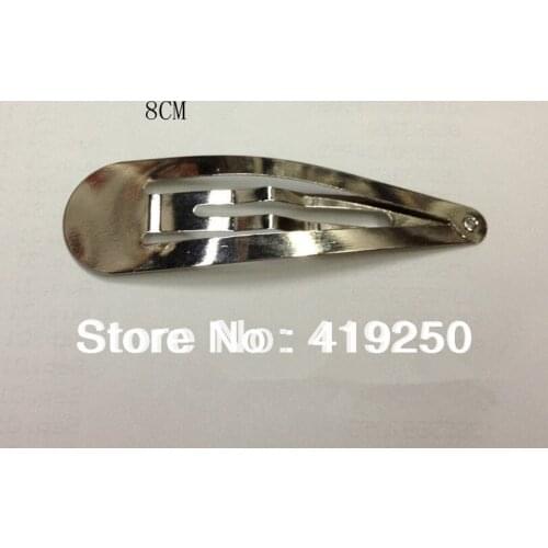 300pcs 8cm High qualit yelliptical shape Non Slip Snap Clips Slides Hair Bows