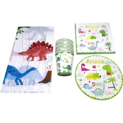 61pcs/lot Dinosaur Theme Birthday Party Table cover Plates Dishes Baby Shower Maps Cups Napkins Decora Boys Favors Tableware Set