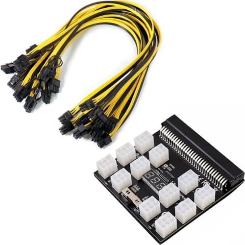 Breakout Board Adapter 12pcs 6P Male to (6+2)8P Male Power Cable 12V PCI-E Power Supply Circuitboard For HP GPU Mining Ethereum