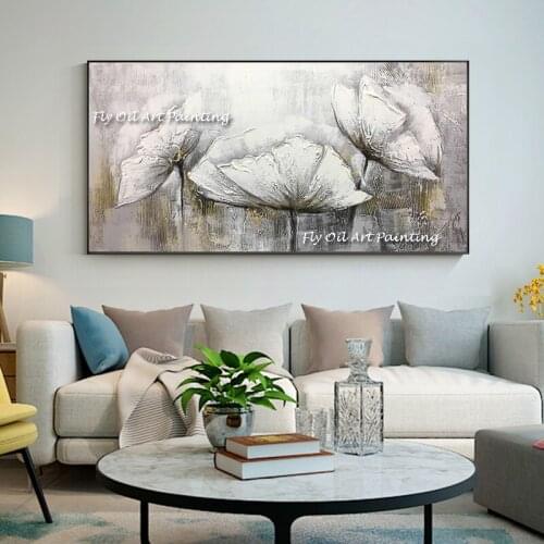 Watercolor Handmade Modern Abstract Painting Wall Art lotus leaf on Canvas For sitting Room Home Decoration