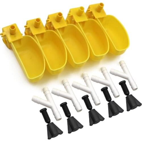 12Pcs Automatic Birds Quail Water Bowl Pigeon Drinking Feeding Bowl Cage Accessory Yellow Drinking Automatic Drink Bowls