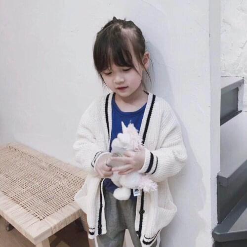 Childrens sweater coat ins 2018 spring and autumn new Korean version of boys and girls knitted cardigan sweater