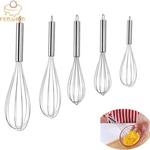 FEBWIND Stainless Steel Egg Beater Milk Cream Butter Blender Hand Whisk Mixer Kitchen Accessories Pastry Cookie Tools 026