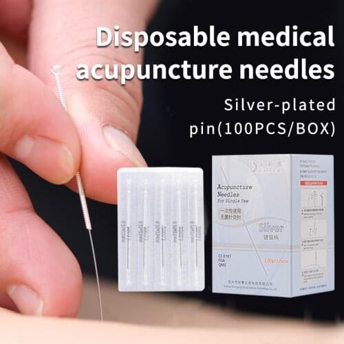 100 Pcs Silver Handle Acupuncture Needle with Tube ALL Size Acupuncture Disposable Sterile Beauty 1 BOX Massage Sterilze Needle