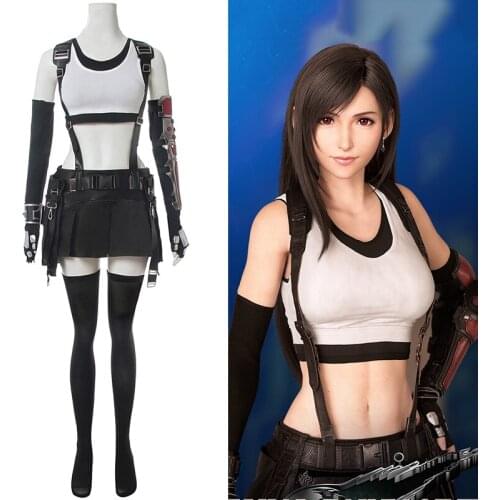 Game Final Fantasy VII Cosplay Costumes Tifa Lockhart Cosplay Costume FF7 Cosplay Outfits Women Girls Short FFVII Black Costumes