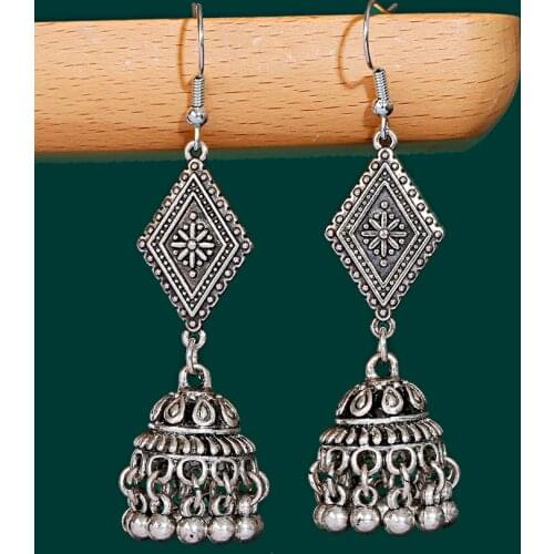 Indian Ethnic Silver Beads Tassel Turkish Earring Boucles D'oreille Womens Vintage Gold Small Bell Earrings Indian Jewelry