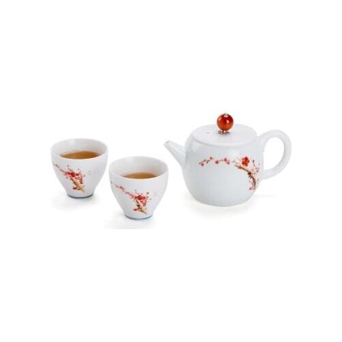 Jingdezhen Ceramic Hand-painted Tea Set Travel Tea Set One Pot Two Cups Kung Fu Black Tea Jin Jun Mei Teaware Gifts