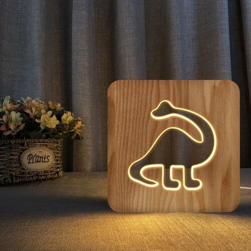 Childrens Room Creative Table Lamp New Novelty Products Solid Wood Dinosaur Bedside Night Light