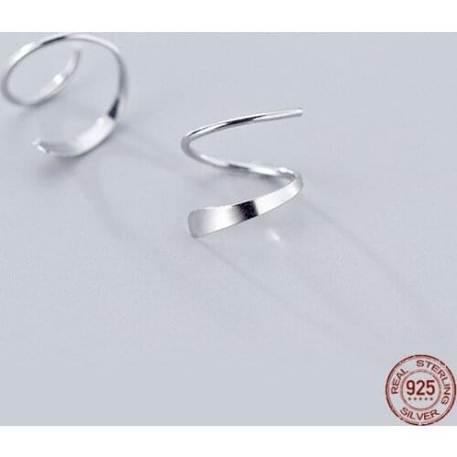 LKO 925 Sterling Silver Fashion Earrings Minimalism Line Wave Stud Earrings for Women Party Earrings OF 2021 Trend Ornaments