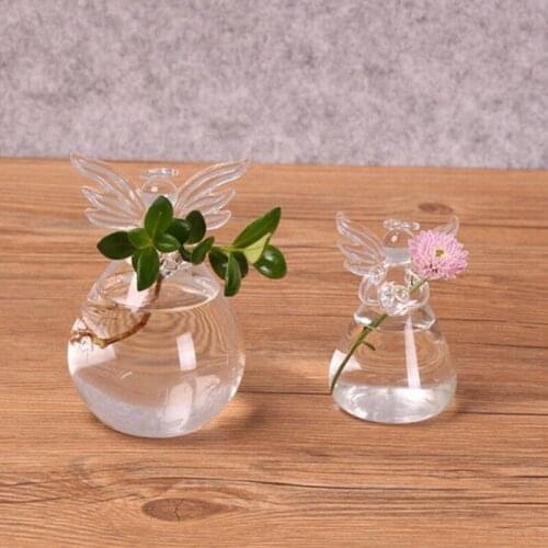 Cute Angel Shape Glass Flower Plant Planter Clear Hanging Vase Home Office Wedding Decor New 1pcs