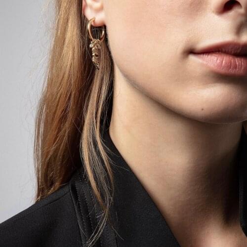 2021 Fashion Hoops Colorful Diamonds Hoop Earrings Gold Plating Decoration Wings Earrings