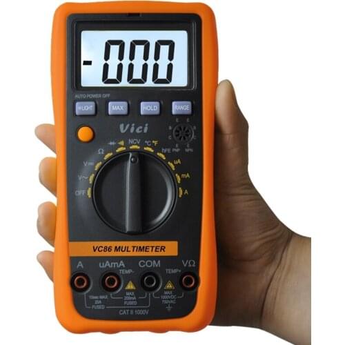 ViCi VC86 Auto Range Digital Multimeter DMM Temperature Meter w/NCV hFE Test & LCD Backlight 3 1/2 1000V AC DC Multimetro Meter