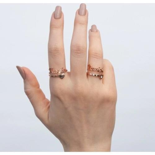 MYDIY Custom Double Name Rings Stainless Steel Adjustable Personlized Women Rings Unique Jewelry Wedding Rings Girl Gift