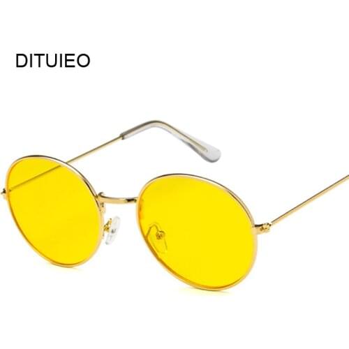 Ocean Yellow Red Round Sun Glasses For Women Mirror Retro Ladies Luxury Small Sunglasses Women Brand Designer Oculos De Sol