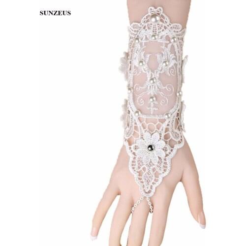 Ivory Lace Gloves Bride Wedding Gloves Pearls Beaded Vintage Korean Fashion Bridal Accessories gelin eldiveni BV-033