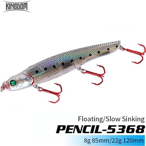 KINGDOM 5368 Floating Pencil Fishing Lure 8g 85mm 22g 120mm Slow Sinking Jerkbait Wobbler Special Function Artificate Bait Lures