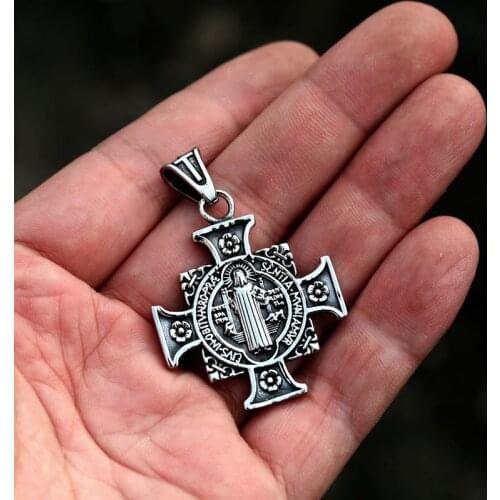 Exorcism Holy Cards Necklace Pendant For Men Amulet Punk Gothic Rock Motorcycle Biker Pendants 316L Stainless Steel Jewelry