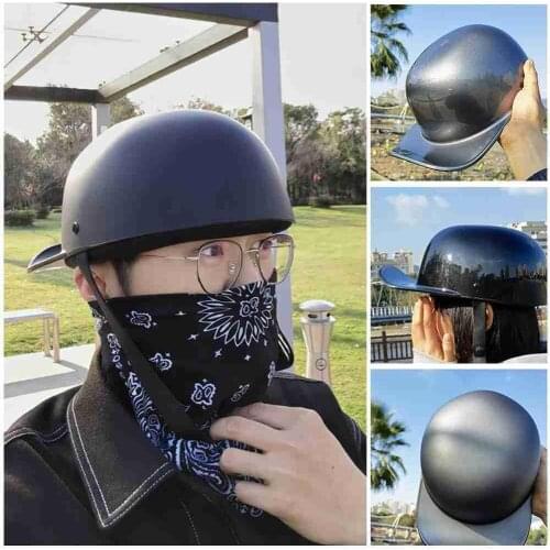 Open Face Half Helmet Motorcycle Helmet Pointed Tail Retro Baseball Cap Helmet Cycling Ski Helmet Casco Moto Black Skid Lid