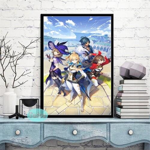 Genshin Impact Poster HD Game Painting Anime Girl Wall Art Prints Dorm Picture For Living Room Bedroom Home Decoration