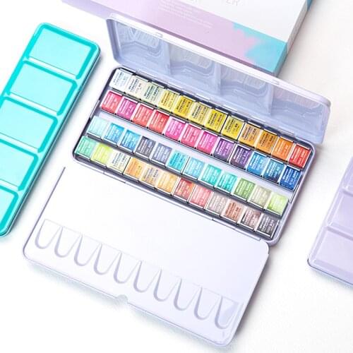 Superior 12/24/36/48Colors Artist Solid Watercolor Paint Set Professional Tin Box Water Color For Drawing Acuarelas Art Supplies