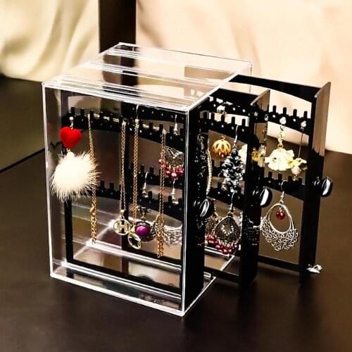 Transparent Jewelry Storage Box Earring Display Stand Storage Box Organizer Drawer Storage Rack Necklace Jewelry Display Cabinet