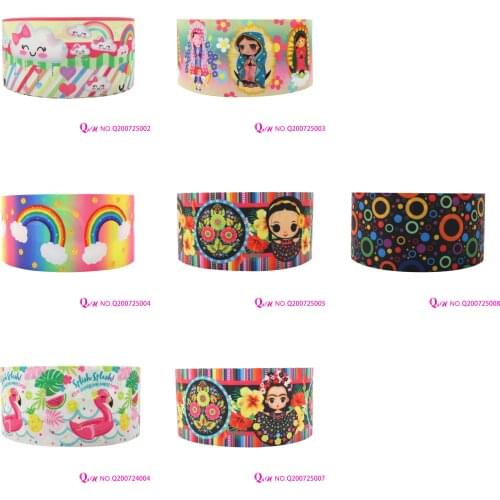 Q&N ribbon 16mm ~75mm Mexican Holidays Virgin Mary 50yard Ribbons gift box with logo DIY accessories