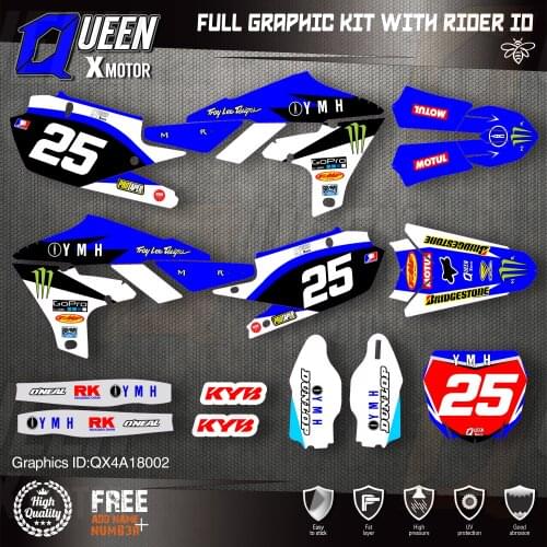 QUEEN X MOTOR Custom Team Graphics Backgrounds Decals 3M Stickers Kit For YAMAHA 2019-2021 YZ250F 2018-2021 YZ450F 002