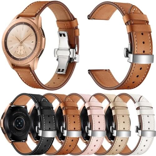 20mm 22mm High Quality Leather Strap for Samsung Galaxy Watch 3 Band 41mm 45mm Active 2 1 46mm 42mm Bracelet Belt