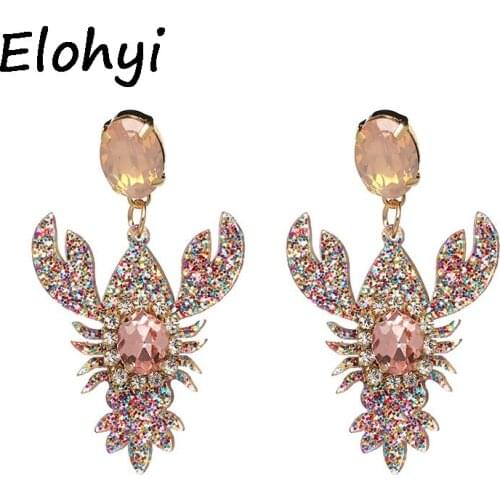 ELOHYI 2018 New Hot Sale Lobster Crystal Aretes Resin Pendients Earrings For Woman Fashion Earrings Luxury Oorbellen Jewelry