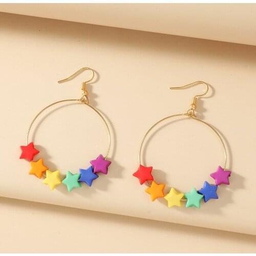 Simple Color Star Pendant Drop Earrings for Women Resin Butterfly Long Cute Gummy Bear Earrings Party Kids Gift Trend New