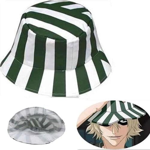 UNISEX Japanese Anime Hat Cosplay Hat Cap Dome Green And White Striped Summer Cool Hat Watermelon Harajuku Fisherman Hats