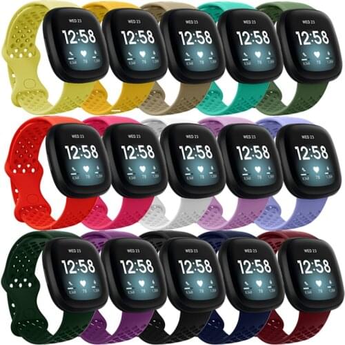 Silicone Wristband For Fitbit Versa 3 Strap Breathable Watch Bracelet Replacement Band for Fitbit Sense/Versa3 Smart Watch