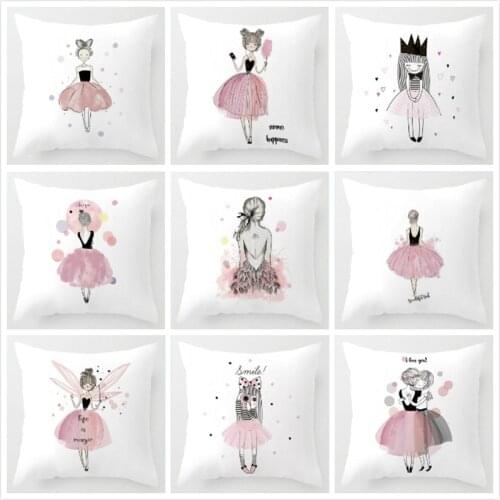 Hot Nordic Style Pink Girls Cushion Covers Kids Room Decoration Unicorn Rabbit Print Pillow Case Home Bedding Set Cushion cojine