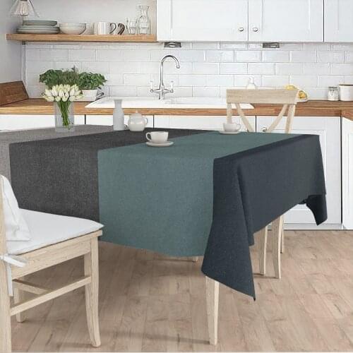 Tablecloth Living Room Kitchen grey line patterned micro fabric cover runner pattern Free Shipping