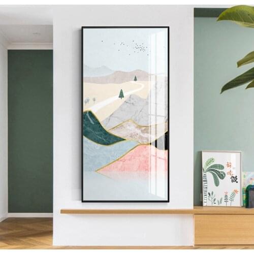 Modern Canvas Painting Watercolor Mountain and Lake Bedside Poster Wall Art Pictures for Living Room Bedroom Nordic Home Decor