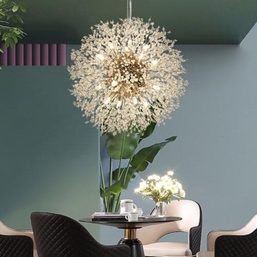Modern Crystal Dandelion Chandelier Lighting Pendant Lights For Dining Living Room Home Decor hanglampen Loft Sputnik iluminador