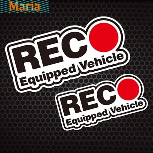 Reflective REC EQUIPPED VEHICLE Car Warnning Sign Sticker Window Safety Security Motorcycle KK Vinyl Decal Wrap Waterproof PVC