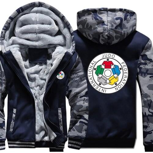IJF International Judo Federation Hoodies Camouflage sleeve Pullover Winter Jacket IJF Sweatshirts Long Sleeve Coat