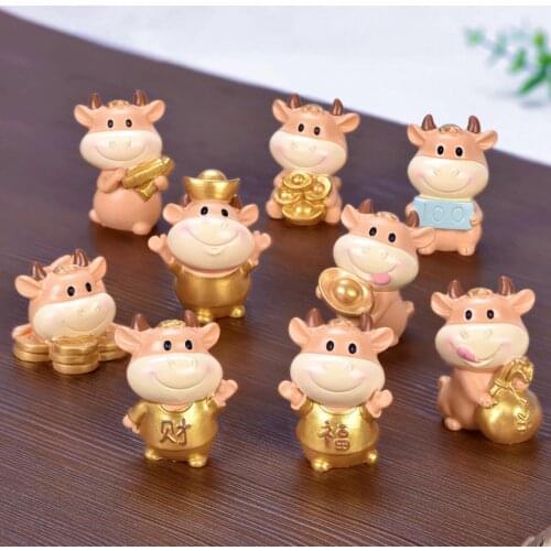 Fortune New Year Golden Bull Ornaments Micro Landscape DIY Desktop Decor Car Accessories Fairy Garden Figurines Doll Home Decor