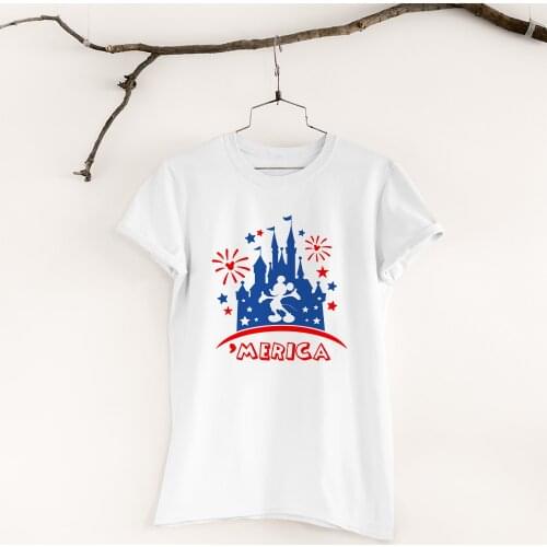 Disney Women T-shirts Summer New Kawaii White Tee MERICA Letter Printing Tshirts Harajuku Dropship Fashion Top Short Sleeve Cute