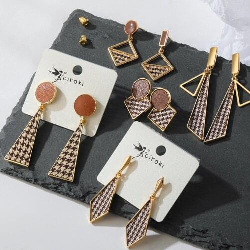 X&P New Fashion Fabric Drop Korean Earrings for Women Cute Geometric Leather Gold Dangle Earrings 2020 Fashion Womens Jewelry