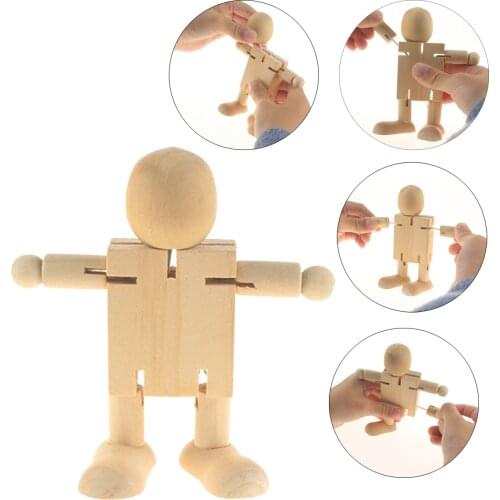 1Pc Wooden Robot Dolls Handmade Diy Painting Wooden Craft Model Home Decor Boy Girl Doll Unfinished Mini Wood Dolls