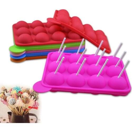 12 Holes Chocolate Ball Shaped Cupcake Cookie Candy Maker DIY Lollipop Mould Cake Baking Stick Tray Cake Mould Baking Tools