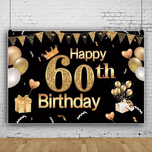 18 20 30 40 50th Birthday Backdrop Photography Party Gift Gold Balloon Customized Poster Portrait Photo Background Photo Studio