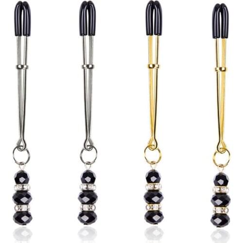 2PCS Breast Nipple Clamps With Jewellery Stimulate Breasts Massage Penis Clitoris Clamp BDSM Fetish Exotic Accessories