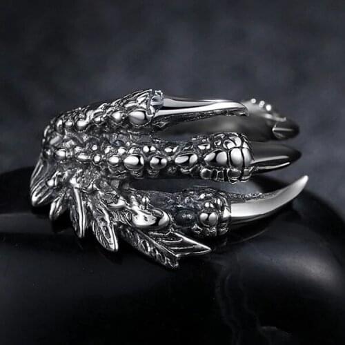 2021 Retro Adjustable Open Ring Punk Hip Hop Dragon Paw Ring Finger Jewelry Gift Mens Womens Gothic Jewelry Gift Party Rings