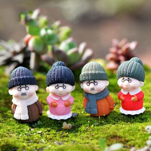 4PCS Lover Granny Grandpa Model Chinese Action Figure Miniature Figurine Home Garden Dollhouse Decoration DIY Accessory Toy Gift