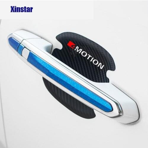 4pcs Carbon Fiber 4Motion Car Door Handle Sticker For Volkswagen T-ROC TAYRON Teramont GOLFR Touran PASSAT Toureg CC