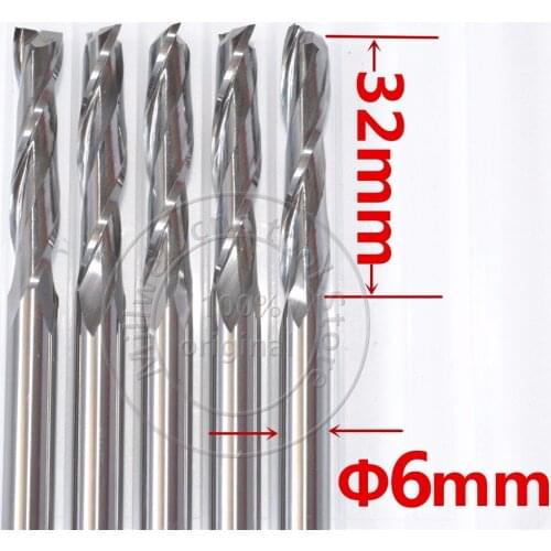 6mm*32mm,Freeshipping,CNC wood tool,carbide End Mill,woodworking insert router bit,2 flute up cut end mill,MDF,PVC,Acrylic,wood